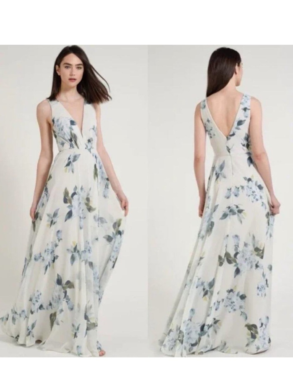 Jenny Yoo Floral Print Chiffon Dress